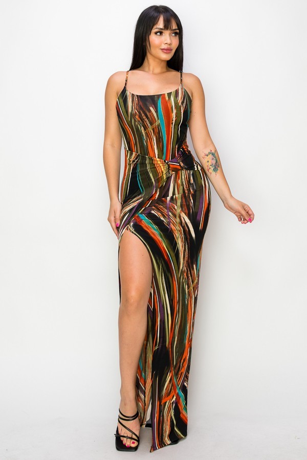 Split Thigh Multicolor Long Dress - Body By J'ne