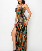 Split Thigh Multicolor Long Dress - Body By J'ne