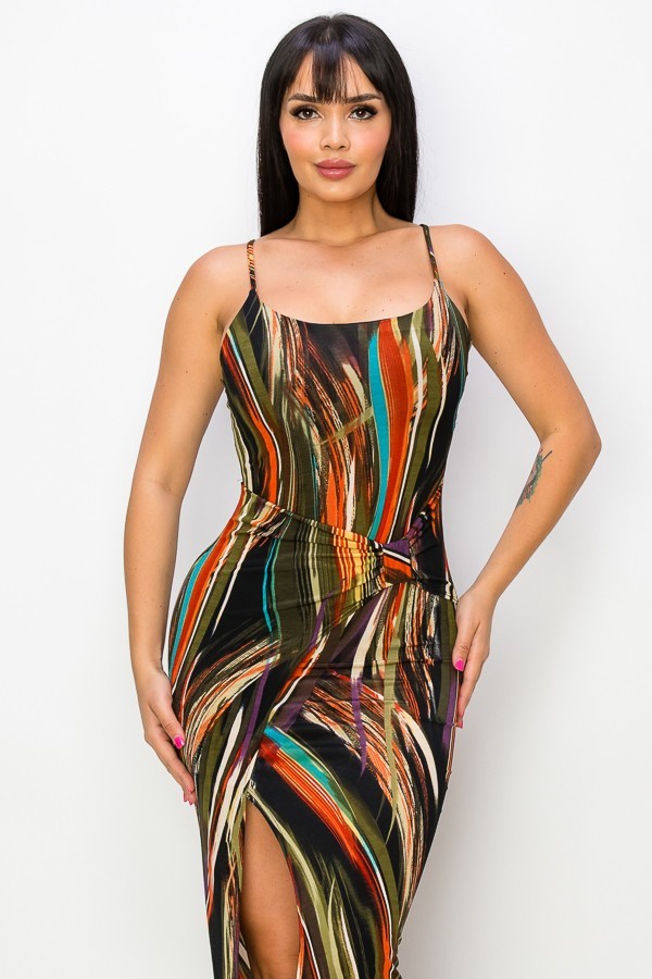 Split Thigh Multicolor Long Dress - Body By J'ne