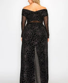 Plus Mesh Glitter See-through -cross Shoulder Wrap Maxi Dress - Body By J'ne