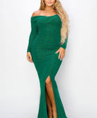 Plus Long Sleeve Off Shoulder Night Party Maxi Dress - Body By J'ne