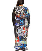 Animal Print Splice Dress With High-low Hem - Body By J'ne