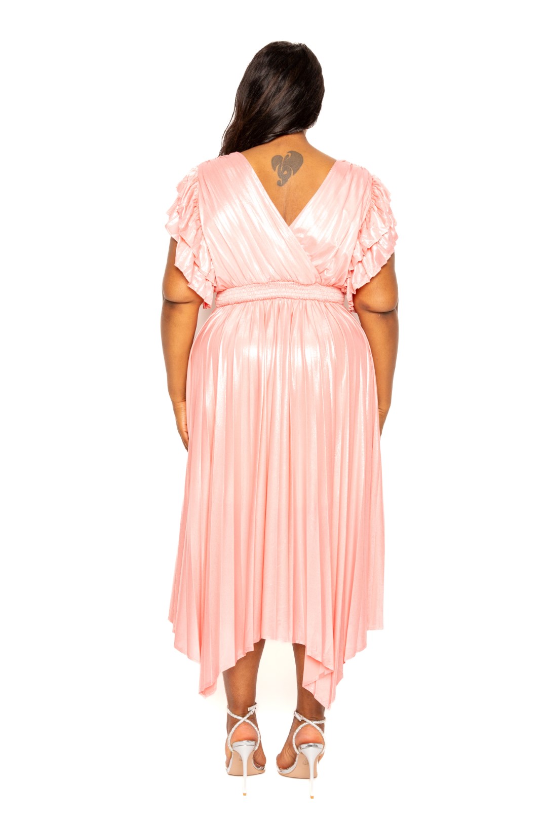Pleated Flutter Sleeve Dress - Body By J'ne
