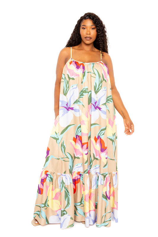 Printed Voluminous Maxi Dress - Body By J'ne