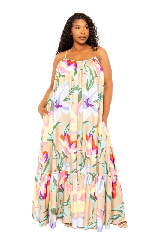 Printed Voluminous Maxi Dress - Body By J'ne