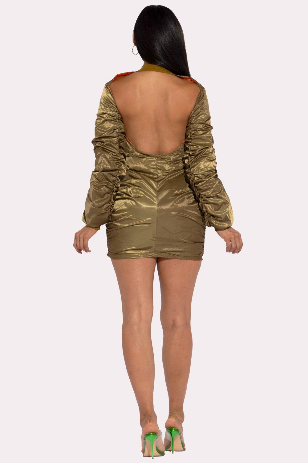Backless Bomber Mini Dress - Body By J'ne