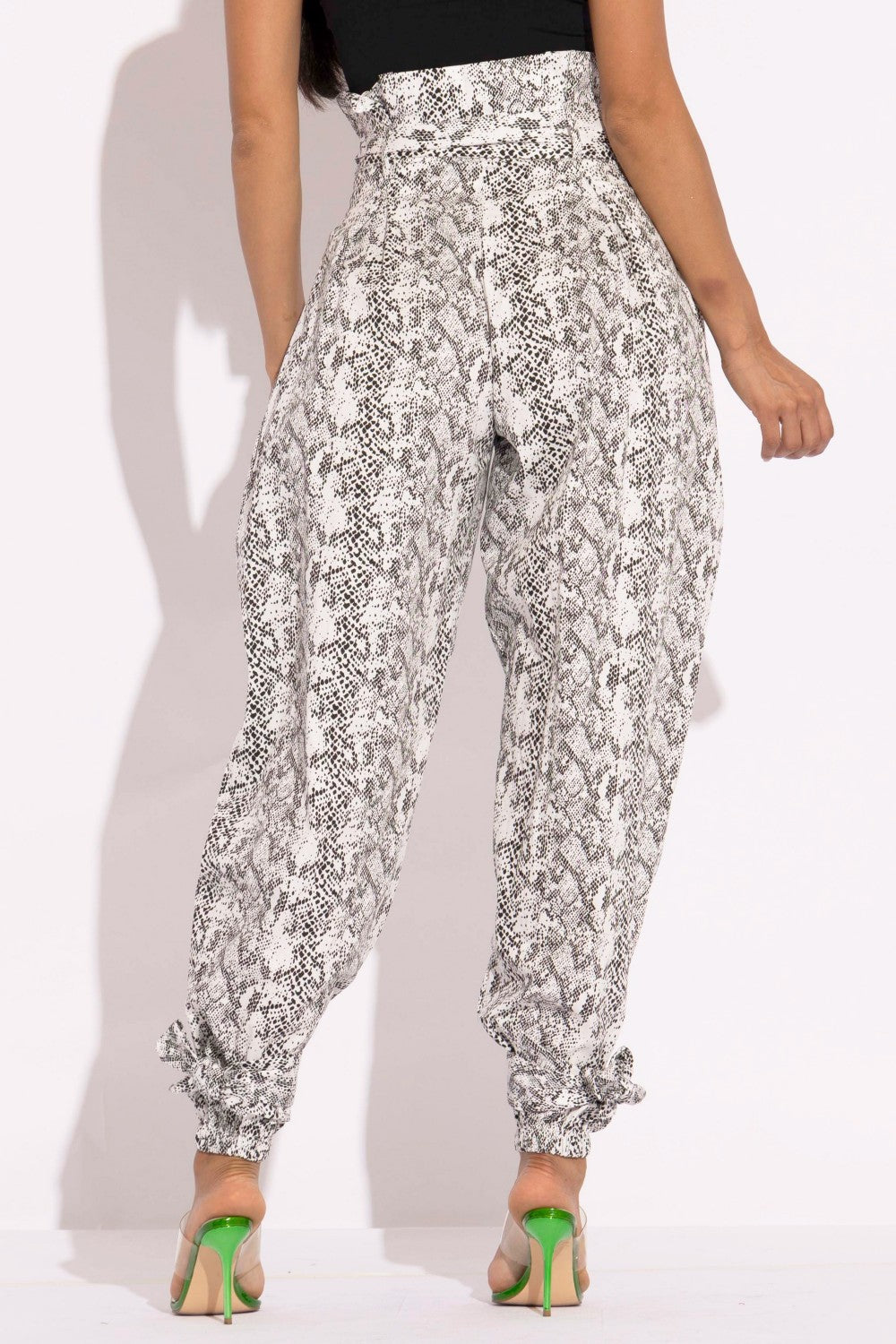 Snake Skin Printed Paper Bag Style Cargo Pants - Body By J'ne