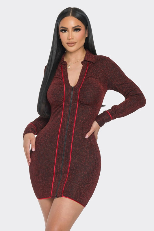 Mock Neck Long Sleeve Mini Dress - Body By J'ne
