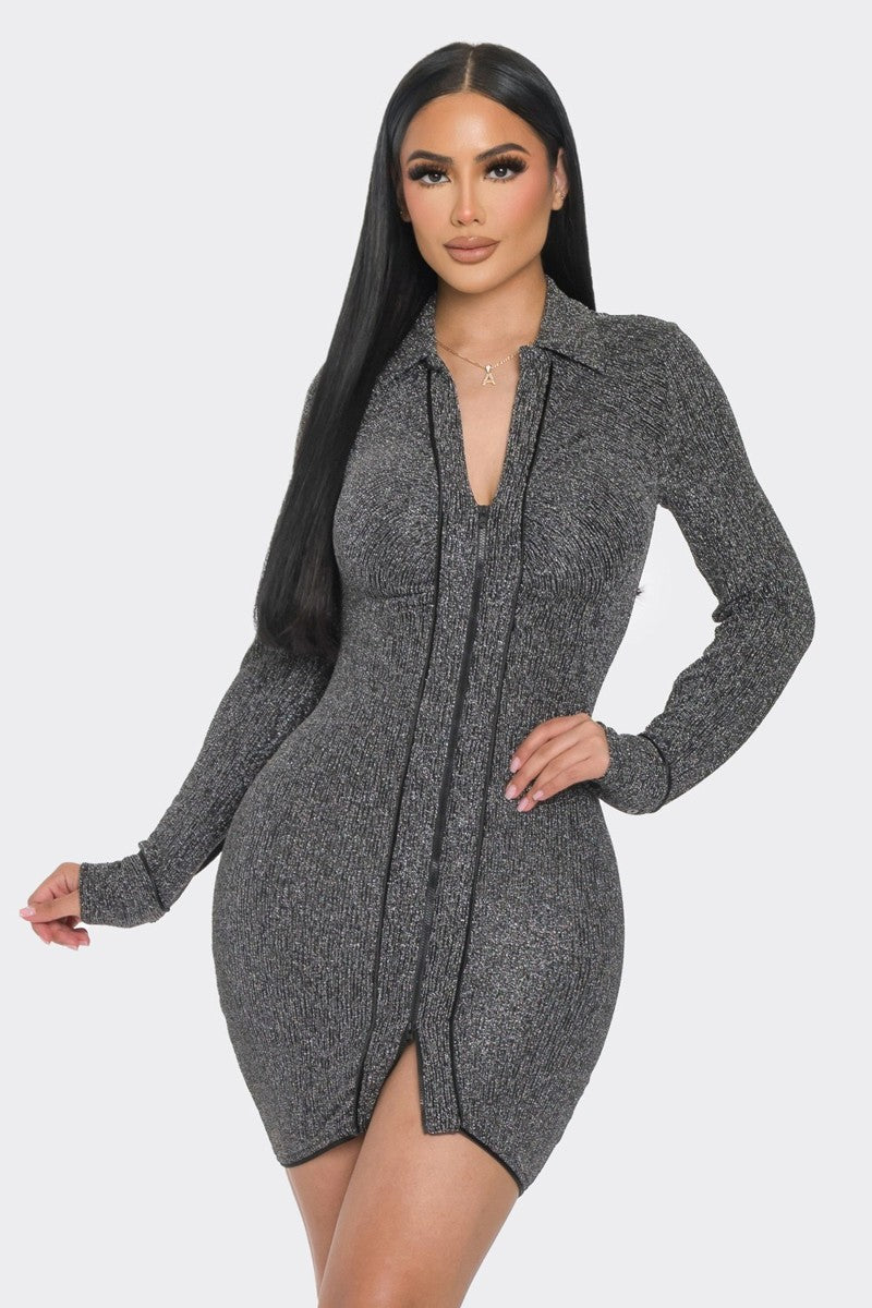 Mock Neck Long Sleeve Mini Dress - Body By J'ne