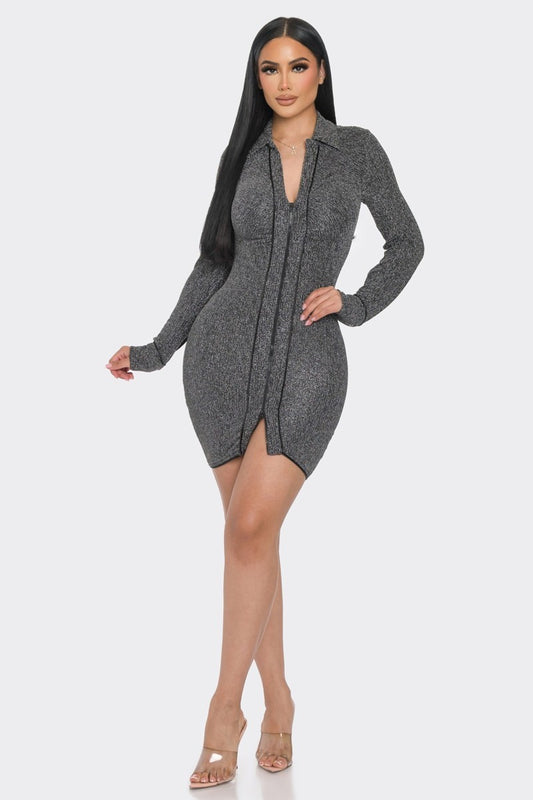 Mock Neck Long Sleeve Mini Dress - Body By J'ne