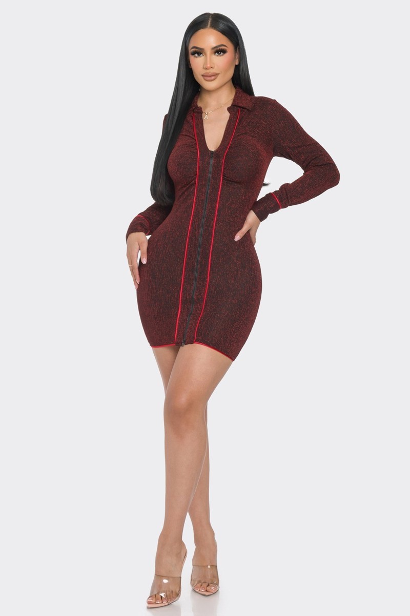 Mock Neck Long Sleeve Mini Dress - Body By J'ne