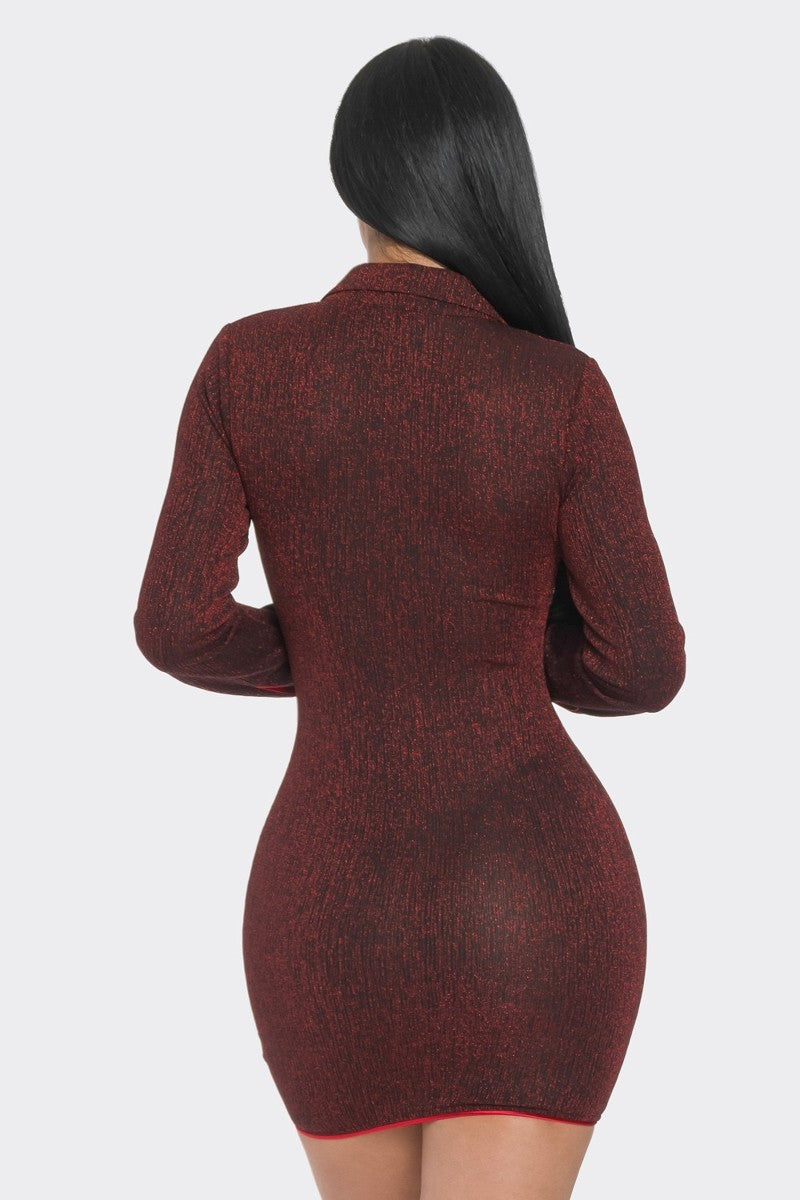 Mock Neck Long Sleeve Mini Dress - Body By J'ne