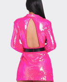 Pearl Belted Sequin Blazer Mini Dress - Body By J'ne