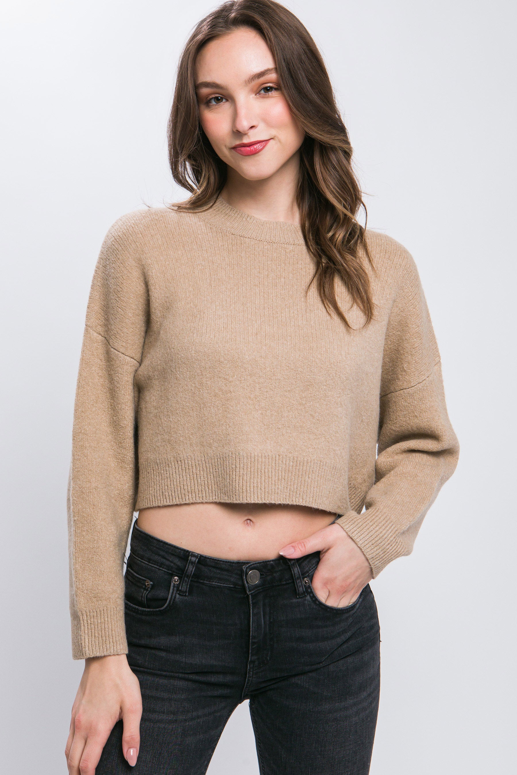 Wool Blend Cropped Sweater Top - Body By J'ne