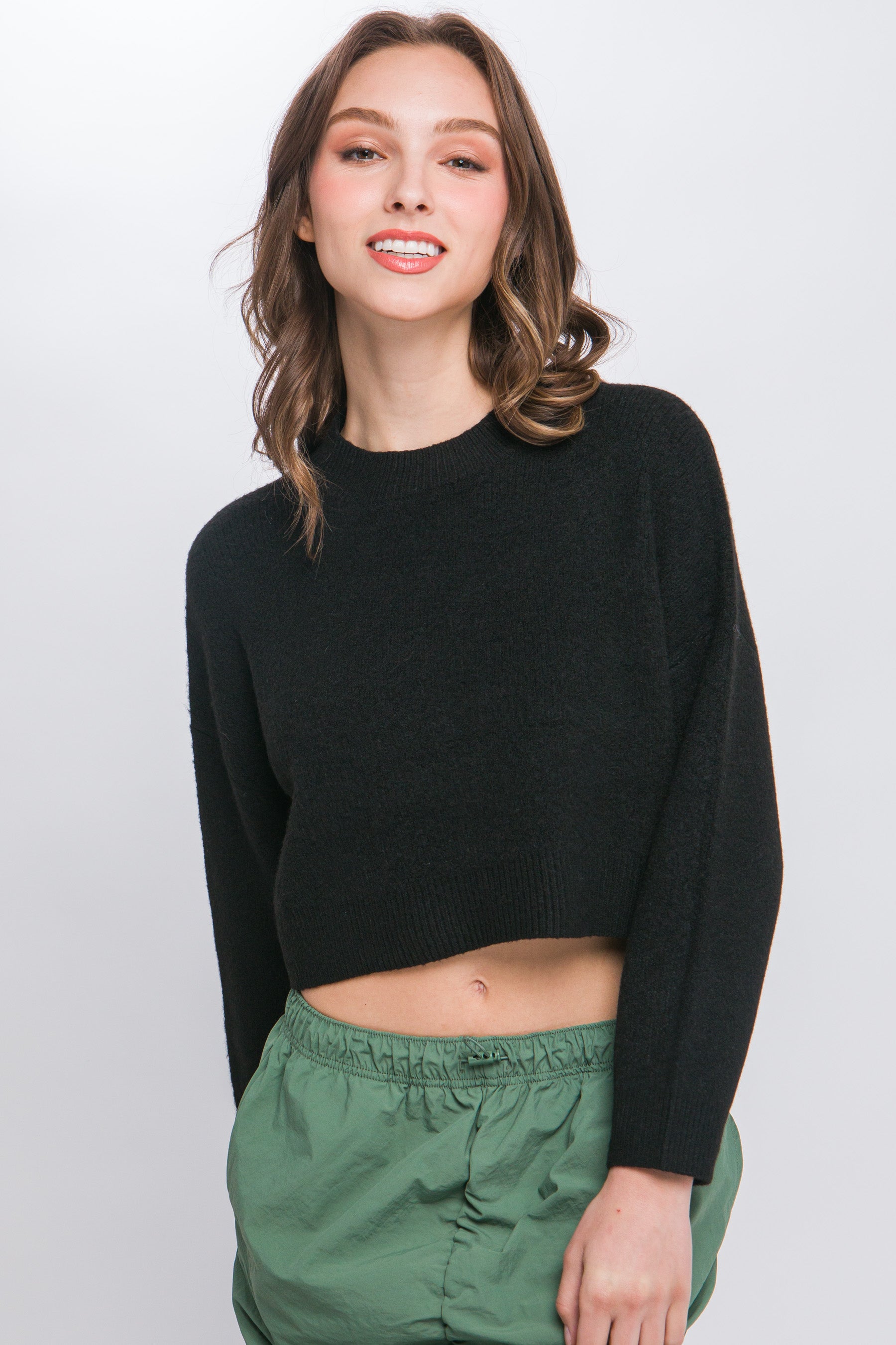 Wool Blend Cropped Sweater Top - Body By J'ne