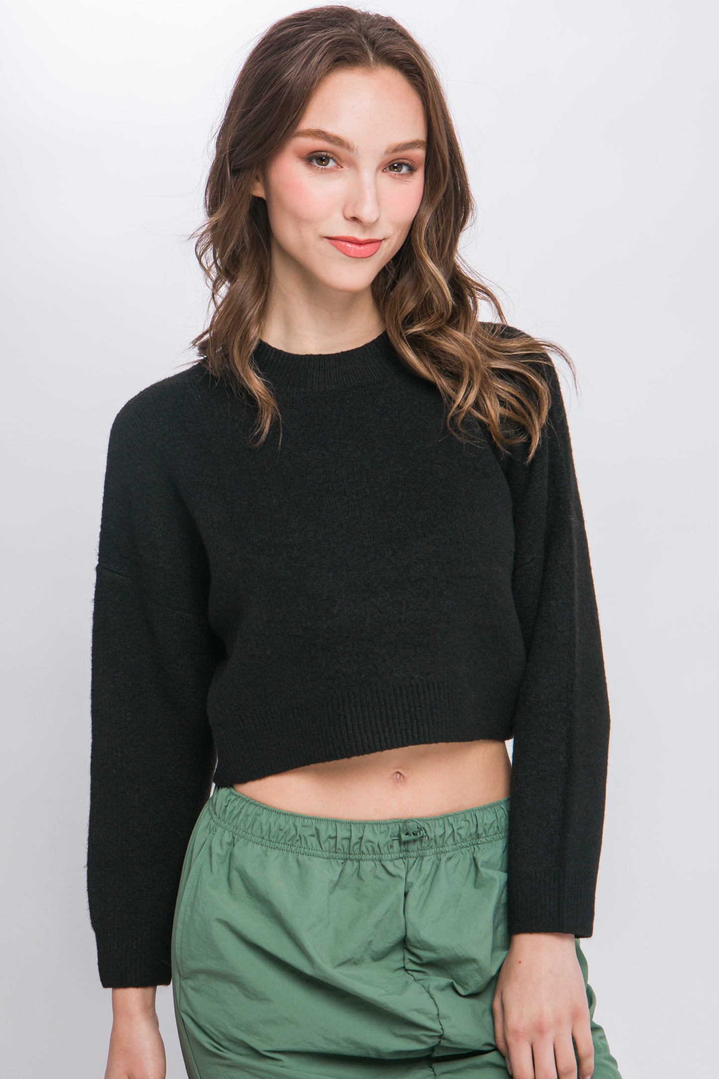 Wool Blend Cropped Sweater Top - Body By J'ne
