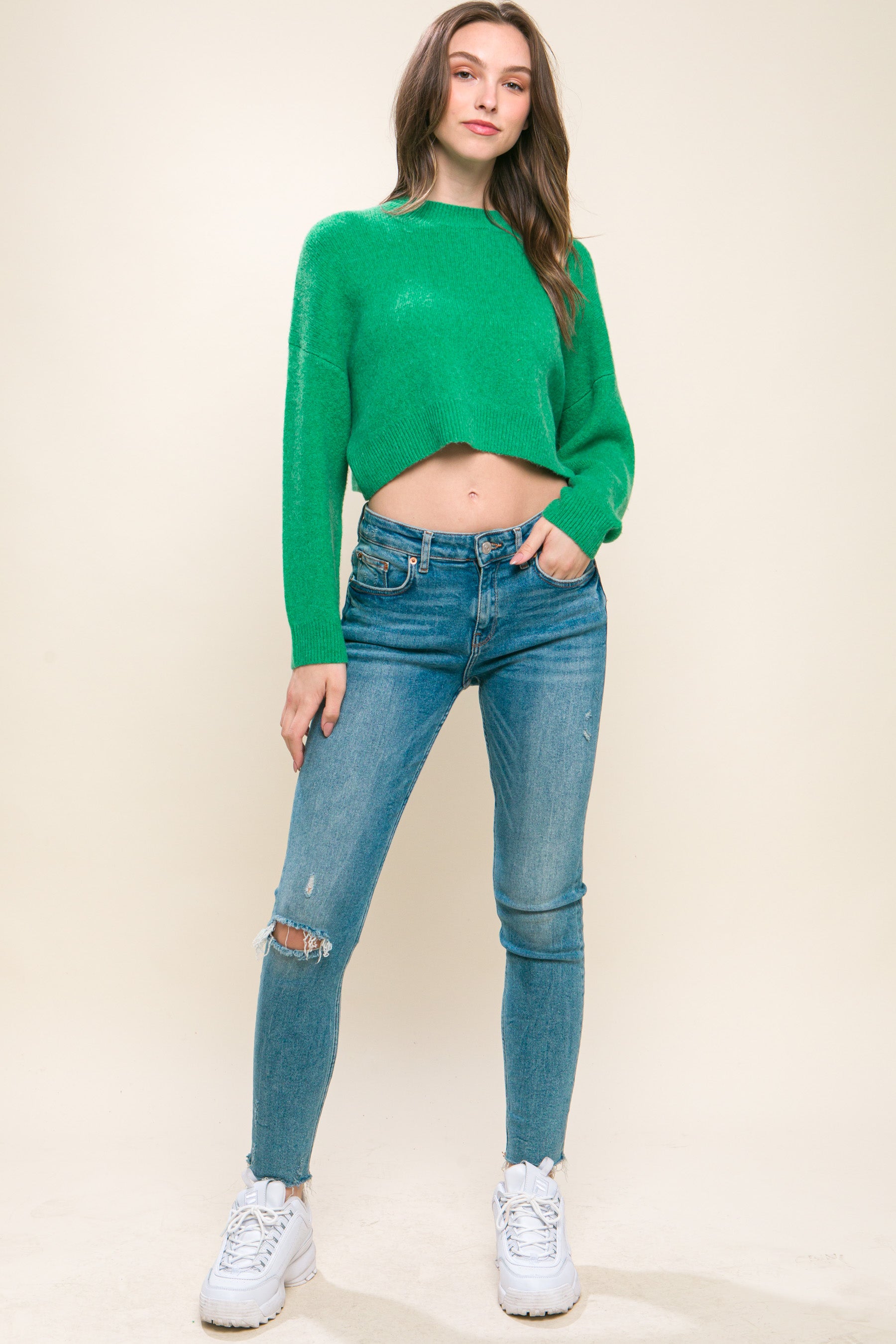 Wool Blend Cropped Sweater Top - Body By J'ne