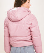 Pu Faux Leather Zipper Hooded Puffer Jacket - Body By J'ne