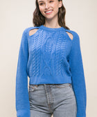 Knit Pullover Sweater With Cold Shoulder Detail - Body By J'ne