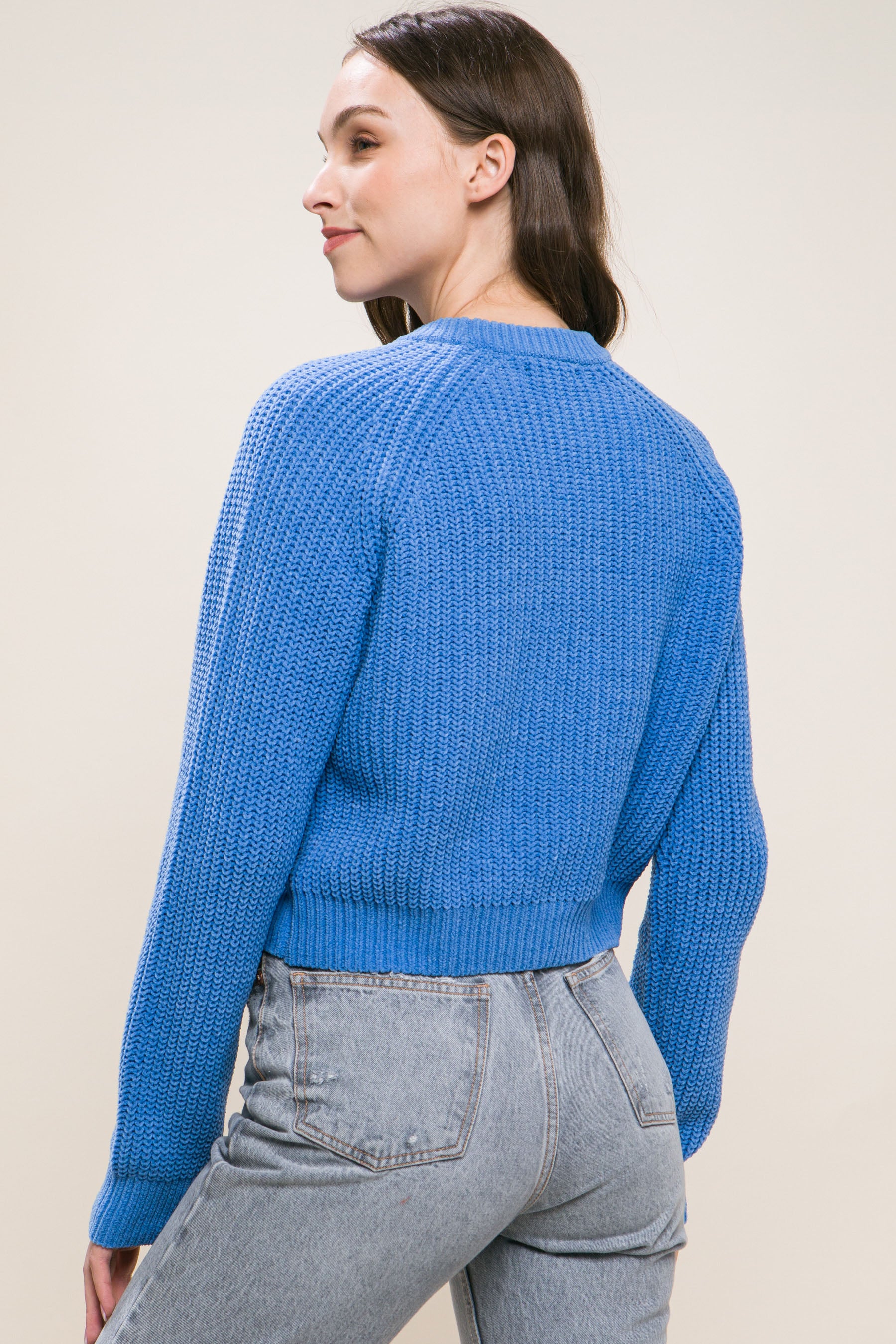 Knit Pullover Sweater With Cold Shoulder Detail - Body By J'ne