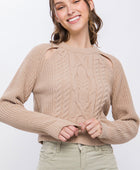 Knit Pullover Sweater With Cold Shoulder Detail - Body By J'ne