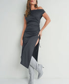 Off The Shoulder Maxi Dress Whit Slit - Body By J'ne