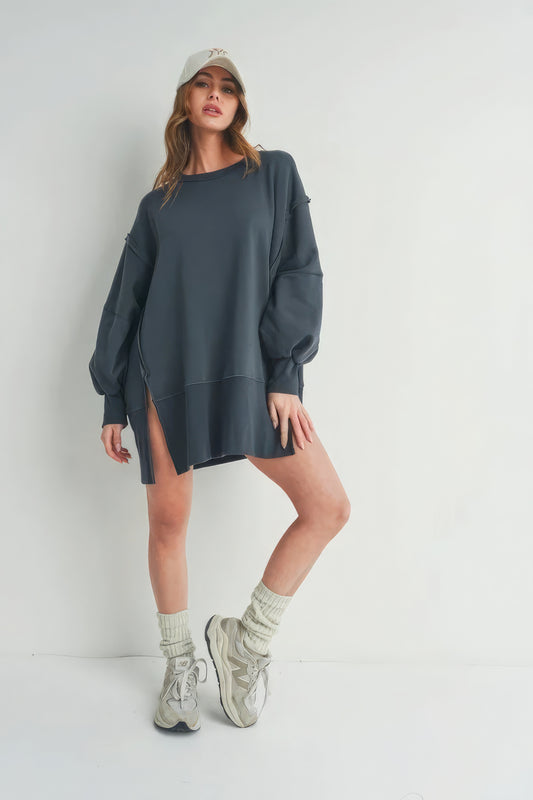 Long Sleeve Sweater With Slit - Body By J'ne