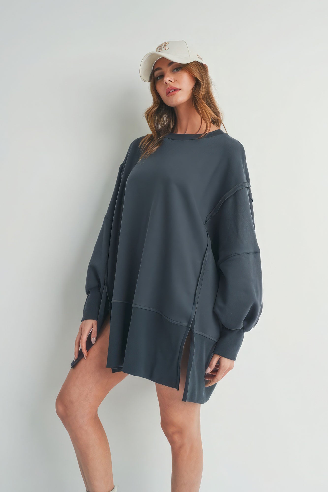Long Sleeve Sweater With Slit - Body By J'ne