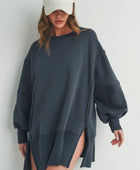 Long Sleeve Sweater With Slit - Body By J'ne