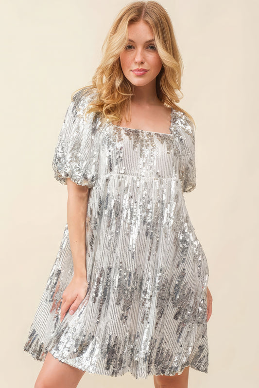 Sequin Babydoll Mini Dress - Body By J'ne