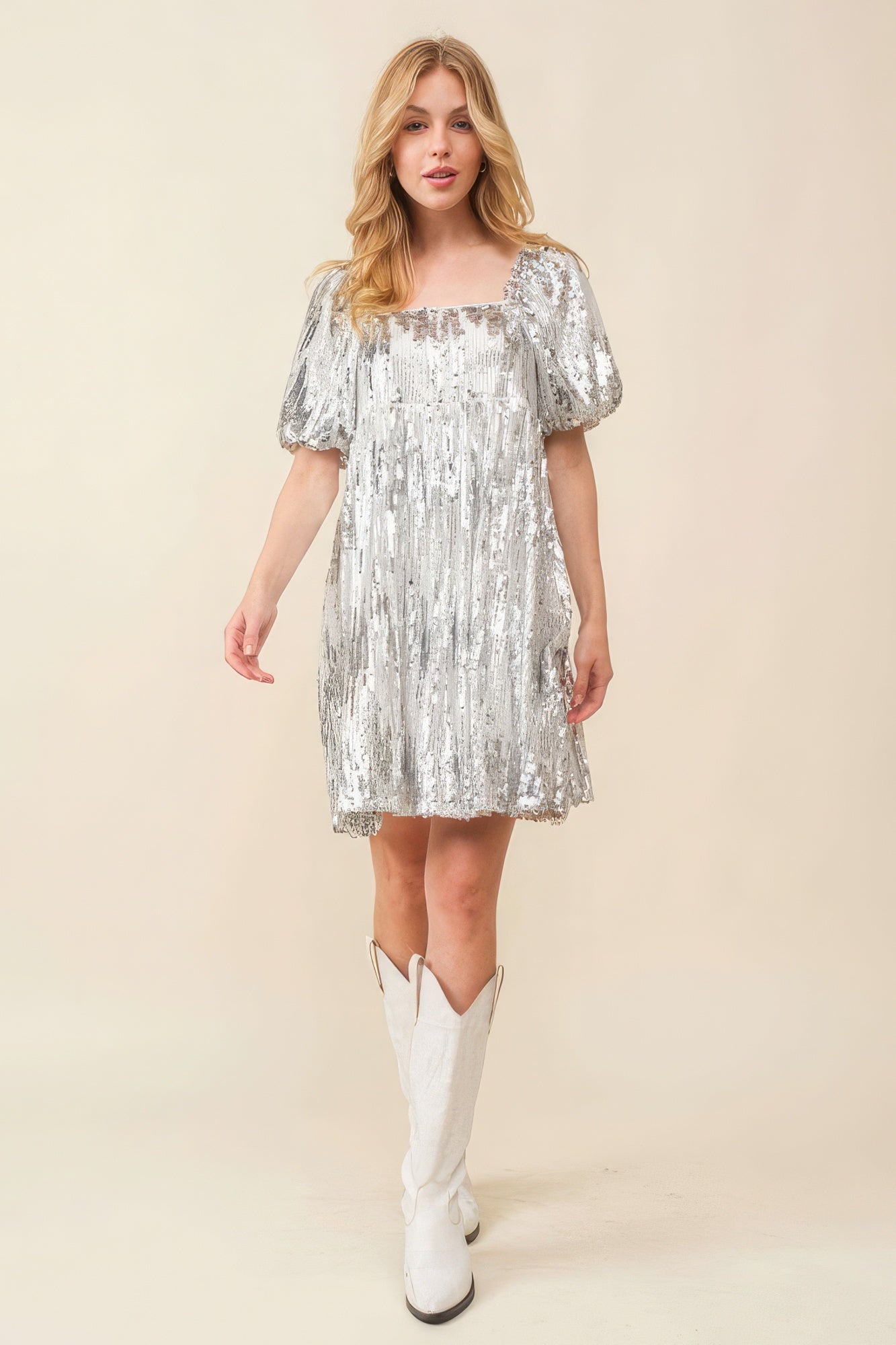 Sequin Babydoll Mini Dress - Body By J'ne