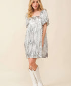 Sequin Babydoll Mini Dress - Body By J'ne