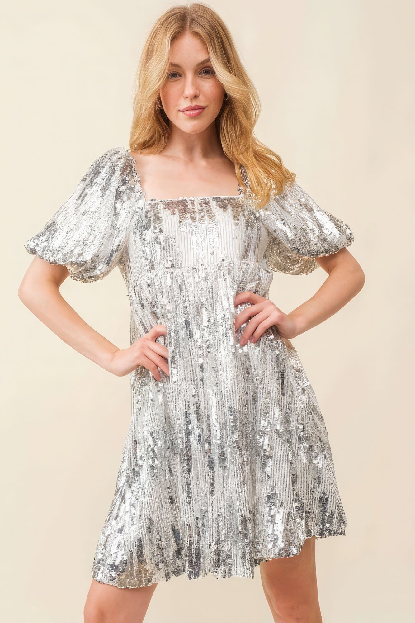 Sequin Babydoll Mini Dress - Body By J'ne