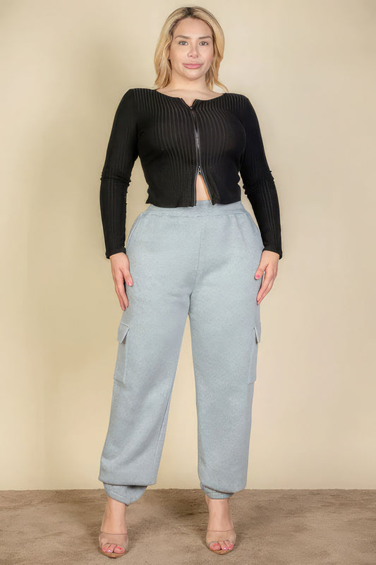 Plus Size Side Pocket Drawstring Waist Sweatpants - Body By J'ne