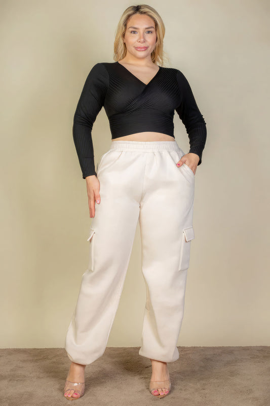 Plus Size Side Pocket Drawstring Waist Sweatpants - Body By J'ne