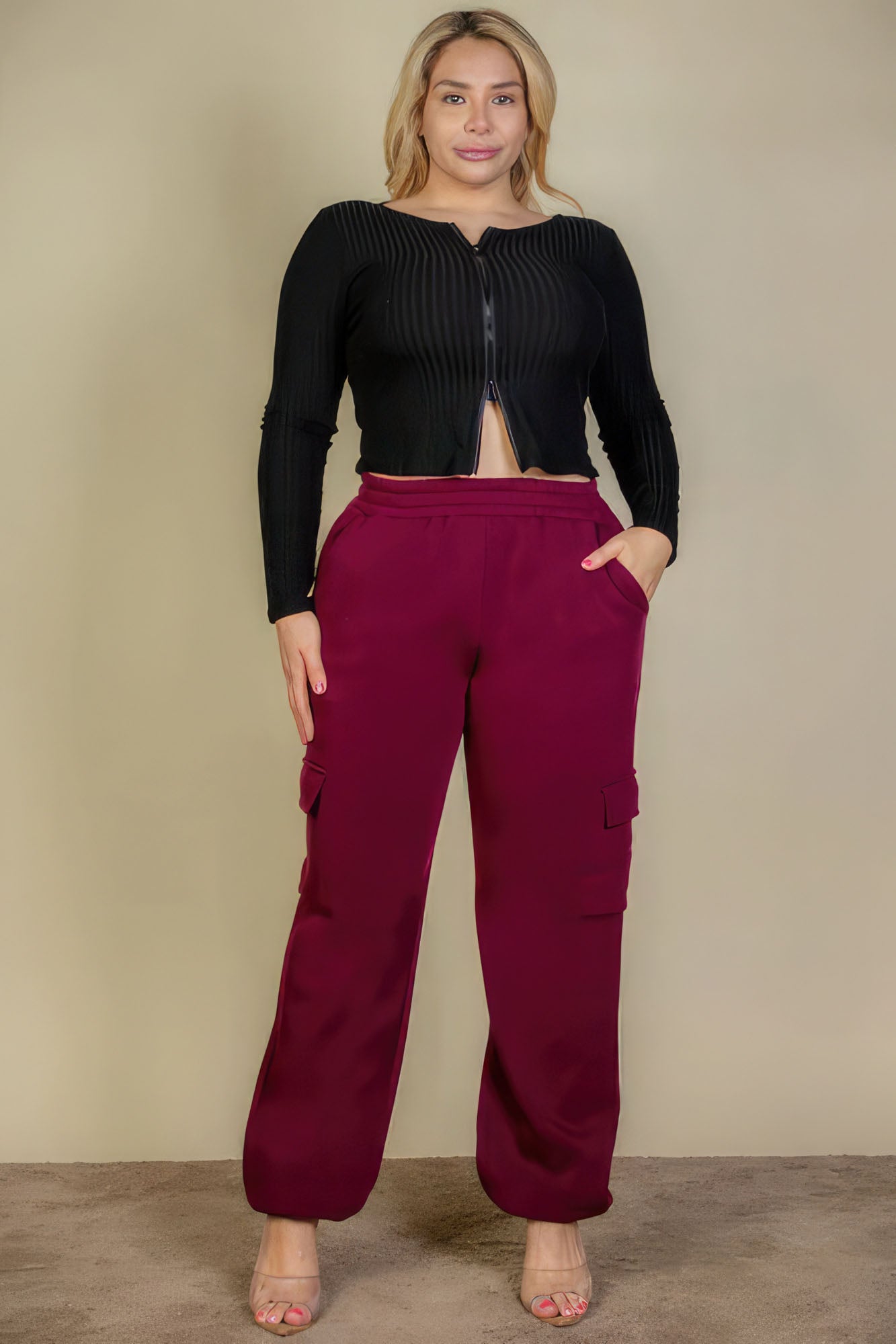 Plus Size Side Pocket Drawstring Waist Sweatpants - Body By J'ne