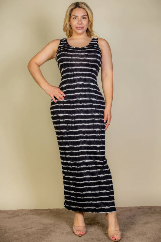Plus Size Tie Dye Printed Tank Bodycon Maxi Dress - Body By J'ne
