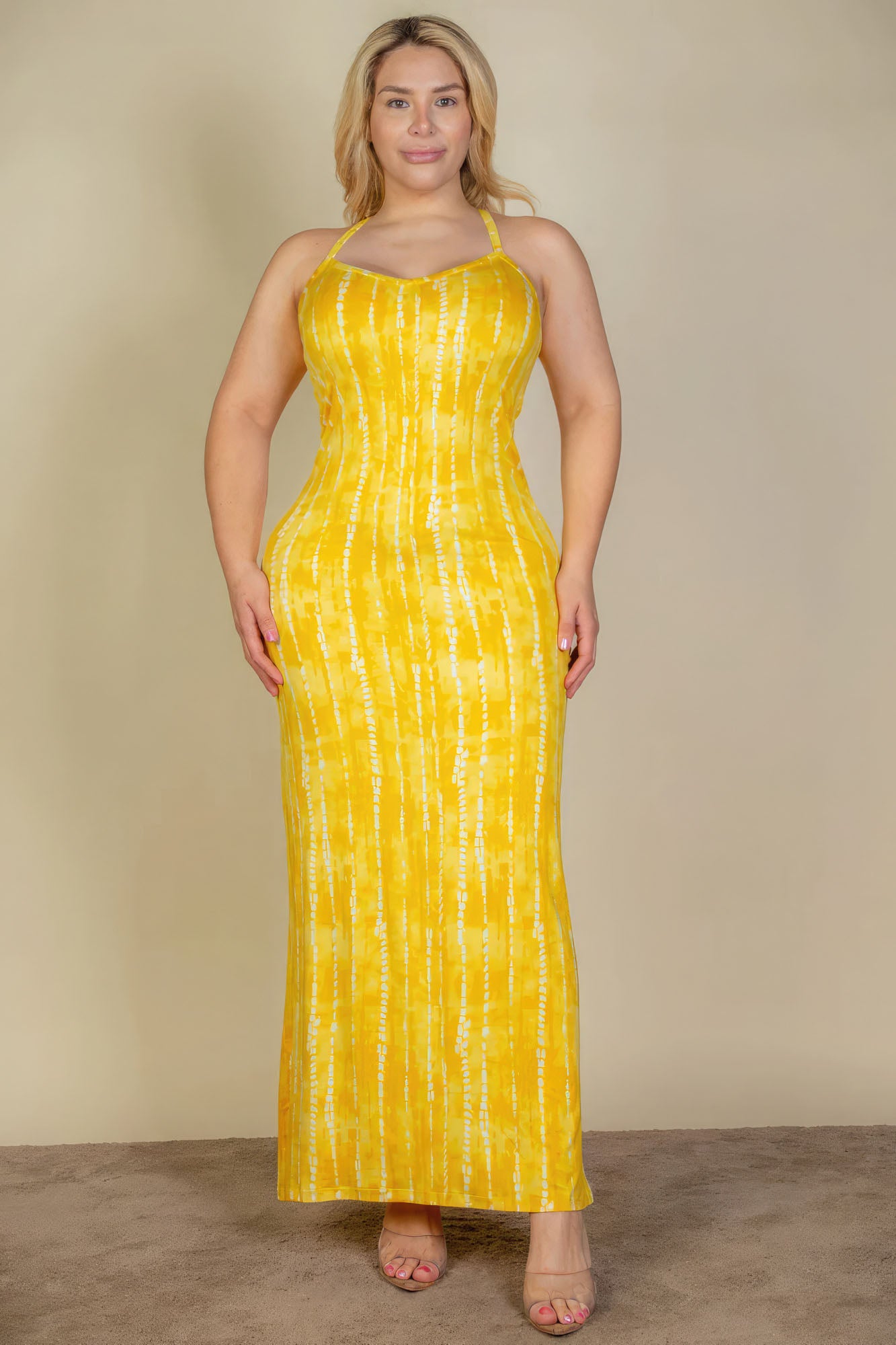 Plus Size Tie Dye Printed Cami Bodycon Maxi Dress - Body By J'ne
