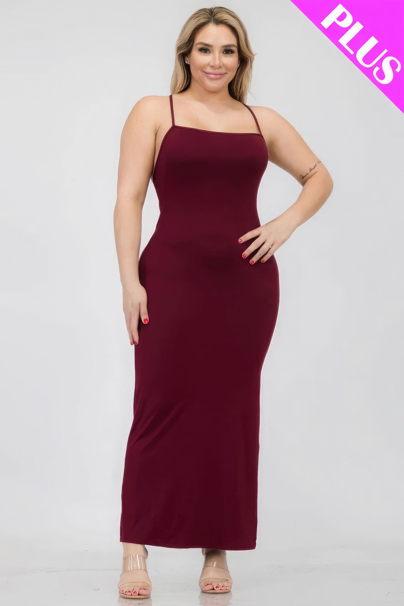 Plus Size Crisscross Back Split Thigh Maxi Dress - Body By J'ne