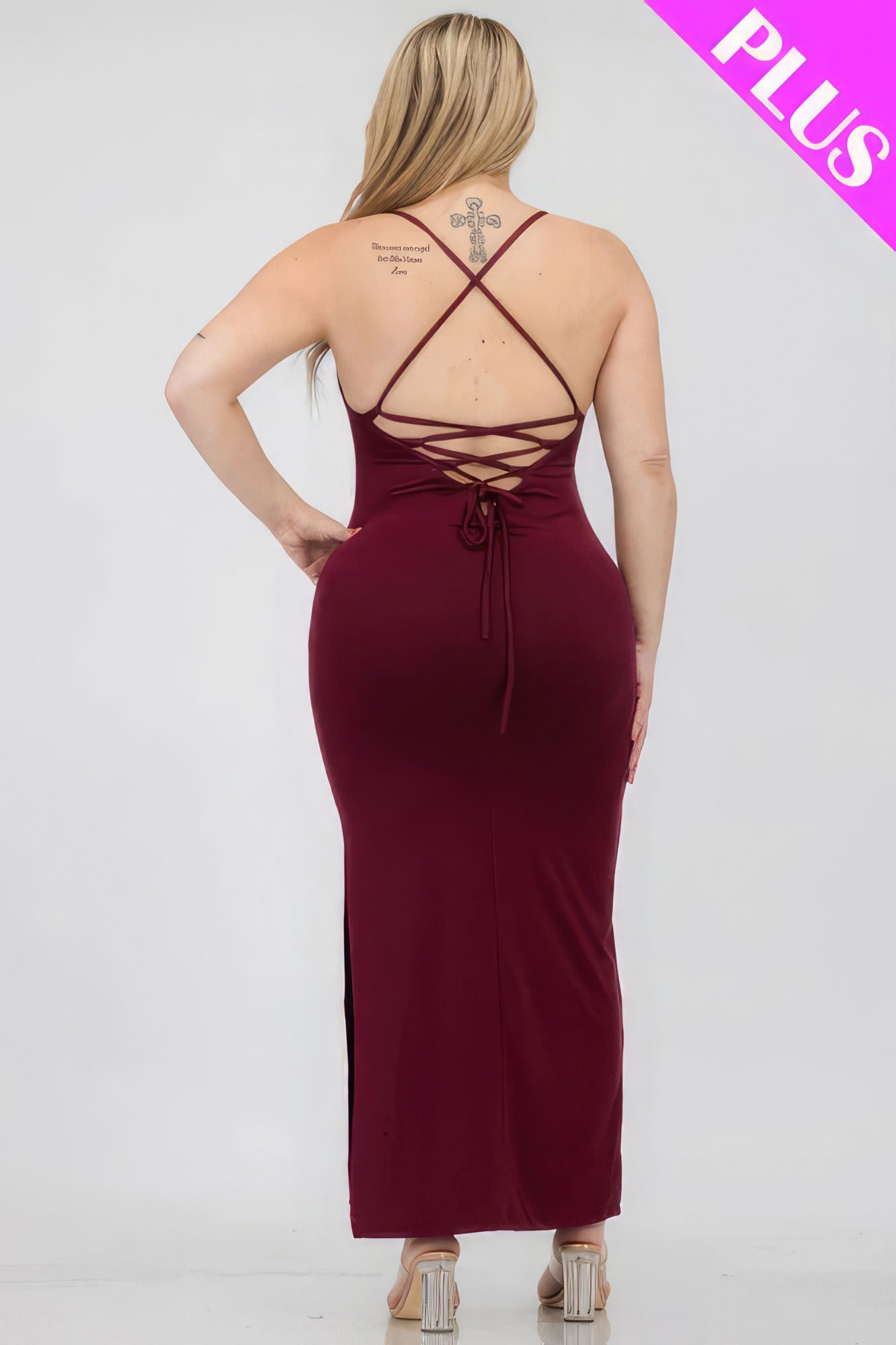 Plus Size Crisscross Back Split Thigh Maxi Dress - Body By J'ne