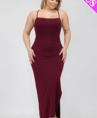 Plus Size Crisscross Back Split Thigh Maxi Dress - Body By J'ne