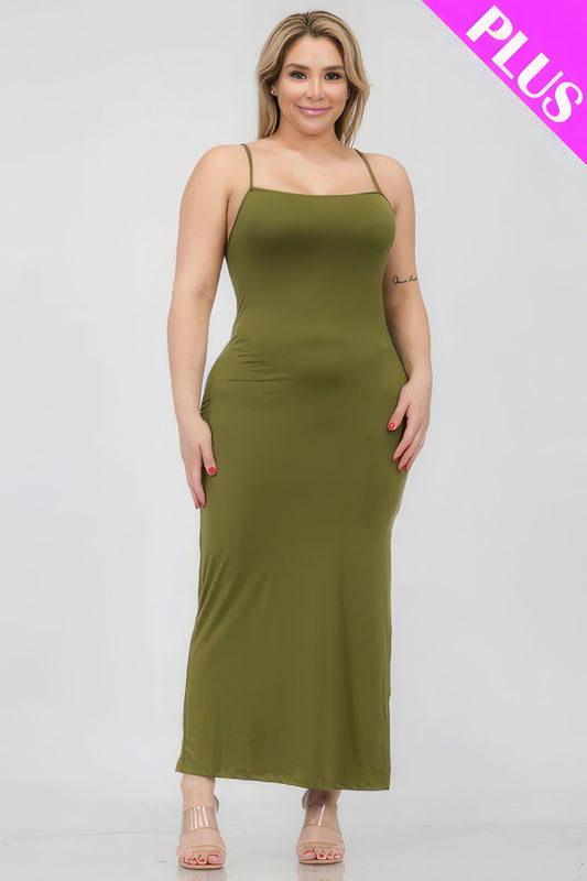 Plus Size Crisscross Back Split Thigh Maxi Dress - Body By J'ne