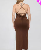 Plus Size Crisscross Back Split Thigh Maxi Dress - Body By J'ne