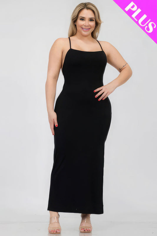 Plus Size Crisscross Back Split Thigh Maxi Dress - Body By J'ne