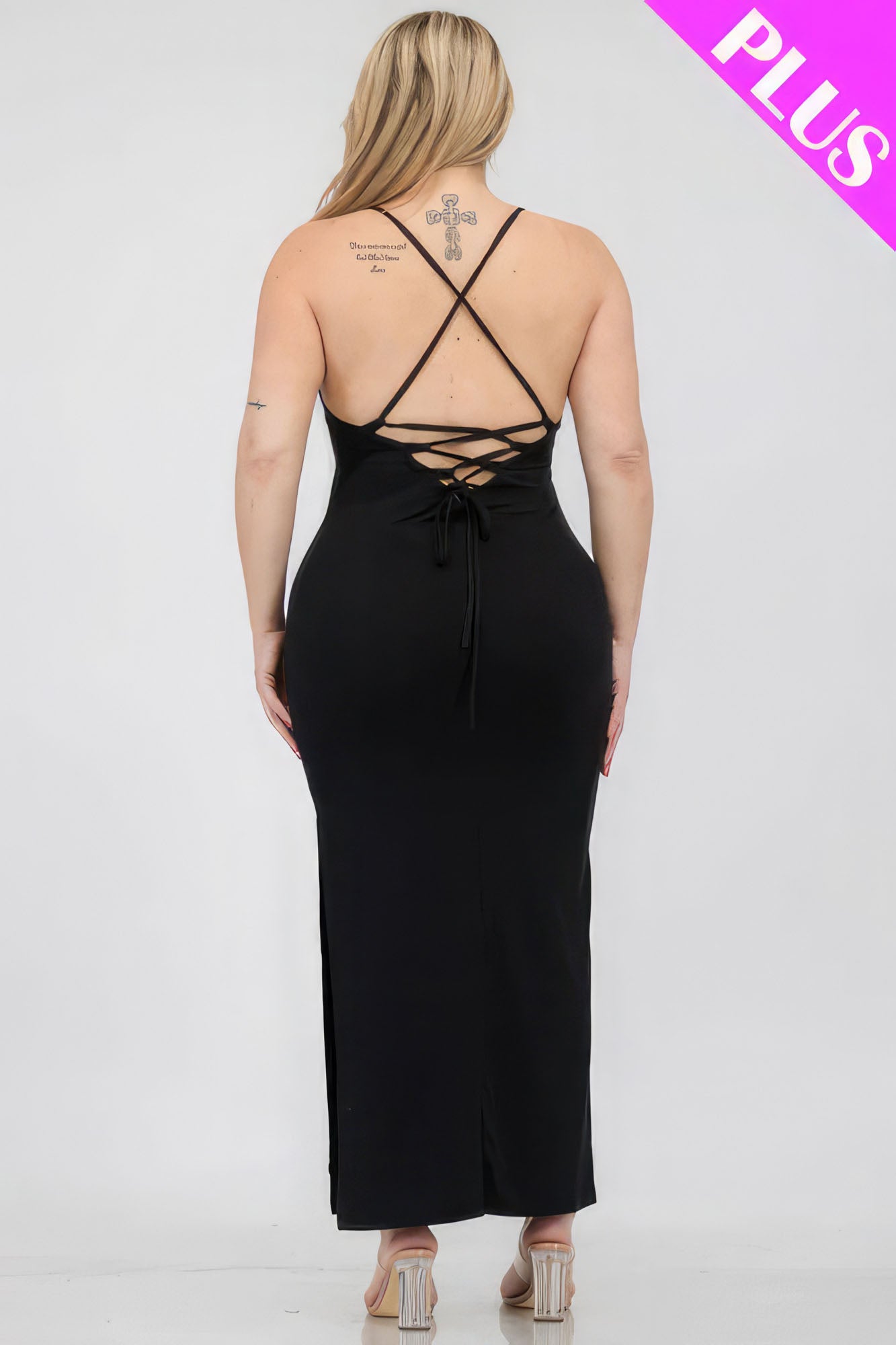 Plus Size Crisscross Back Split Thigh Maxi Dress - Body By J'ne