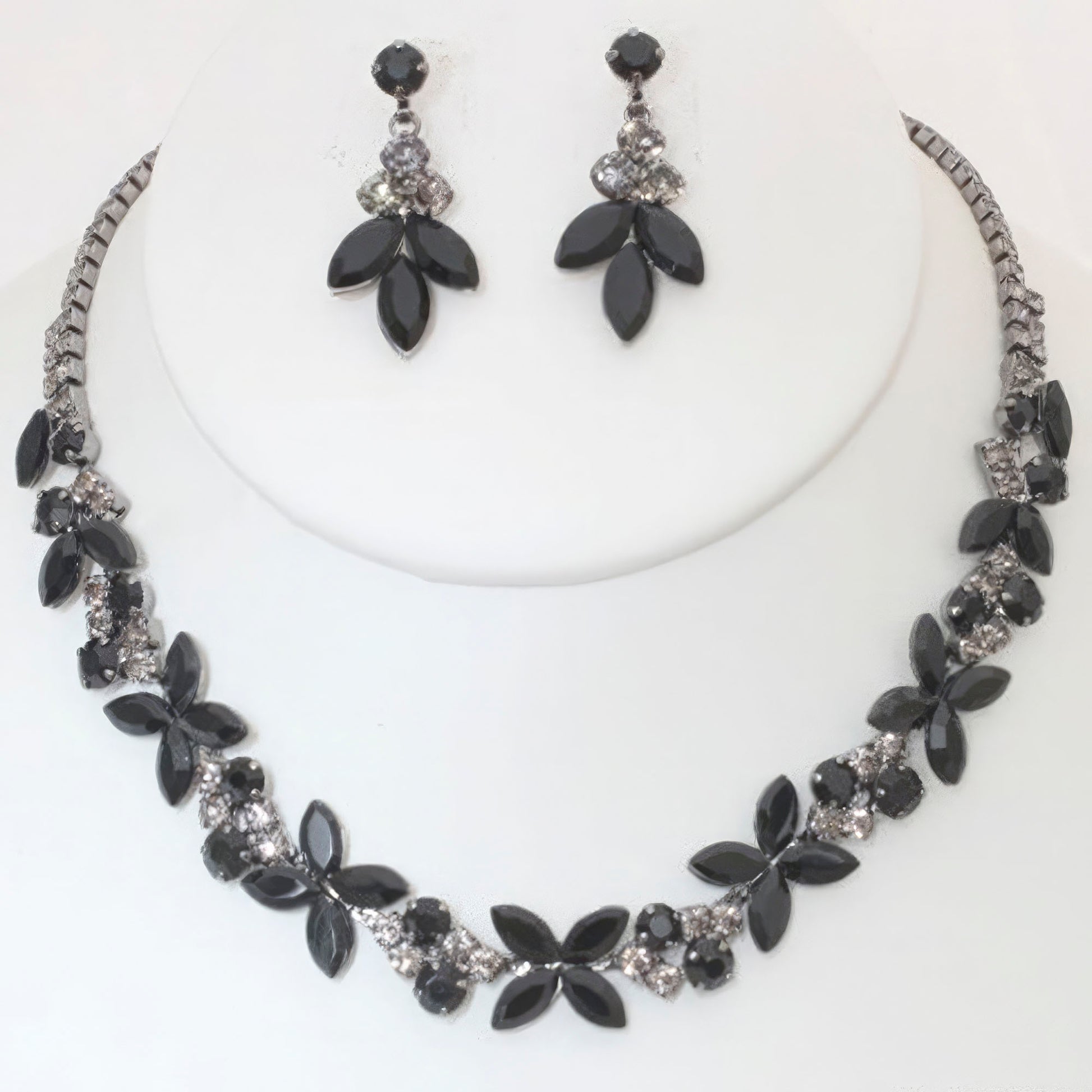 Rhinestone Crystal Necklace And Earring Set - Body By J'ne