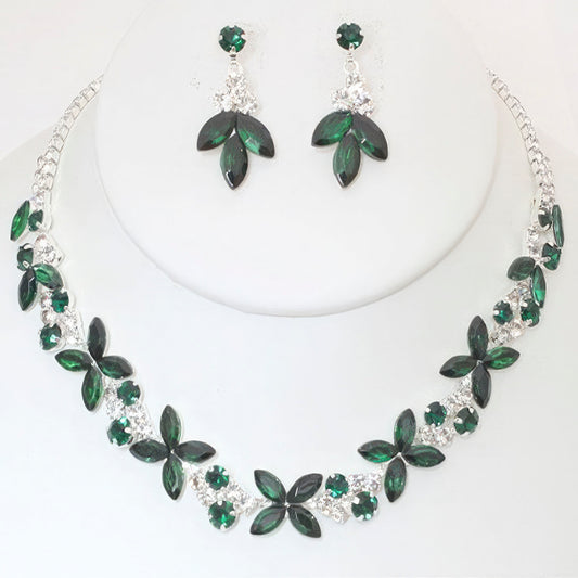 Rhinestone Crystal Necklace And Earring Set - Body By J'ne