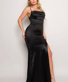 Spaghetti Strap Crossed Back Satin Maxi Dress - Body By J'ne