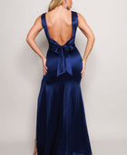 Sleeveless Deep V Low Back Bow Maxi Dress - Body By J'ne