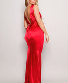 Sleeveless Deep V Low Back Bow Maxi Dress - Body By J'ne